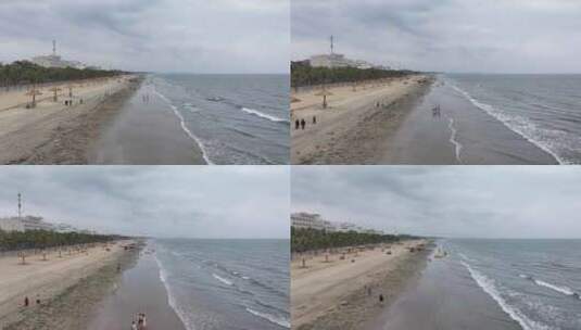 茂名电白中国第一沙滩航拍高清在线视频素材下载