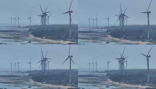 湛江南极村风电航拍高清在线视频素材下载
