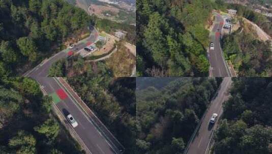 航拍汽车盘山公路高清在线视频素材下载