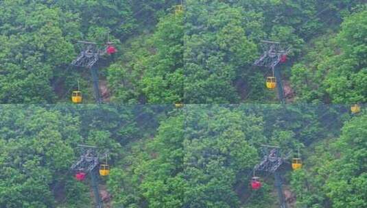 春天大山里的游玩缆车高清在线视频素材下载