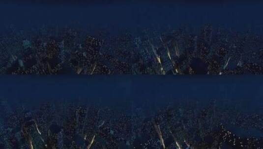 夜晚阴沉的大都市，摩天大楼和燃烧的窗户高清在线视频素材下载