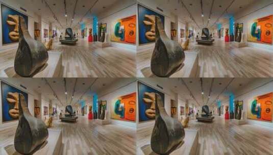 带有抽象雕塑的现代艺术室高清在线视频素材下载