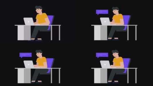 2D人角色在桌面动画4K工作高清在线视频素材下载