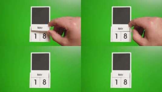 05.绿色背景上日期为5月18日的日历。高清在线视频素材下载