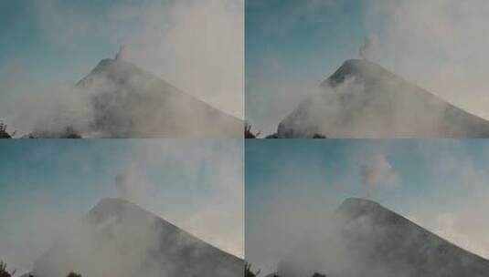 火山，危地马拉，峰，烟高清在线视频素材下载