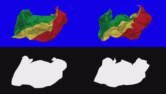 刚果国旗无缝循环随风飘扬，循环凹凸纹理布高清在线视频素材下载