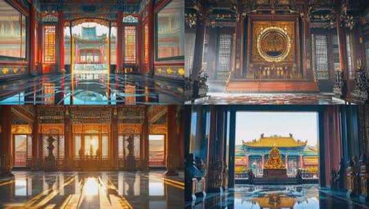 中式宫殿宫殿建筑 中国古建筑传统装饰雕梁高清在线视频素材下载