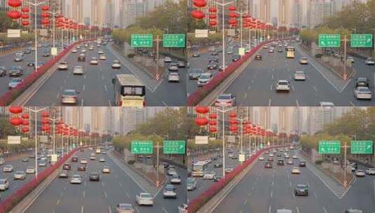 深圳滨河大道城市道路高楼车流景观高清在线视频素材下载