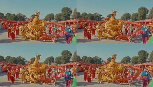 广场舞龙表演民俗画面高清在线视频素材下载