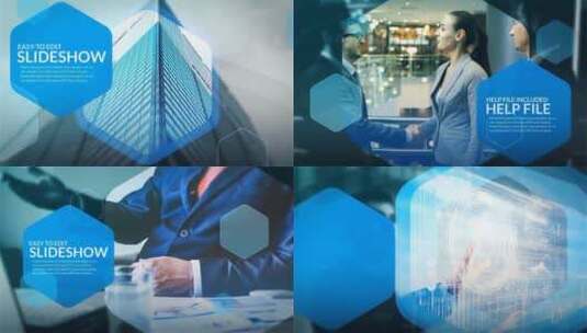 六角幻灯片企业玻璃感宣传介绍AE模板高清AE视频素材下载