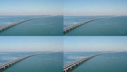 青岛胶州湾大桥航拍4K视频高清在线视频素材下载