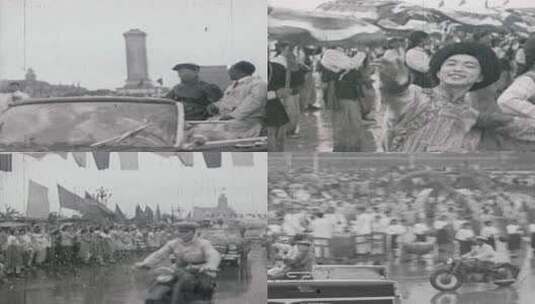 历史资料：60年代初欢迎亚非拉朋友来北京高清在线视频素材下载