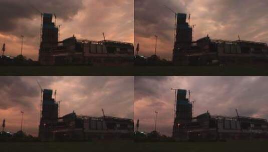 江西南昌城市建筑工地起重机夕阳延时摄影高清在线视频素材下载