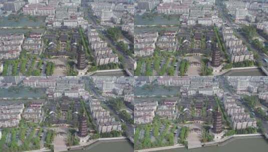 航拍江苏泰州城市建筑景观天际线高清在线视频素材下载