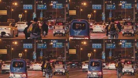 城市街道交通 北京车流夜景高清在线视频素材下载
