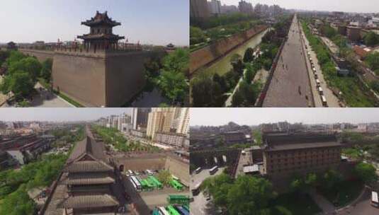 西安城墙航拍高清在线视频素材下载