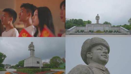 学生歌唱雷锋 雷锋纪念馆雕像高清在线视频素材下载