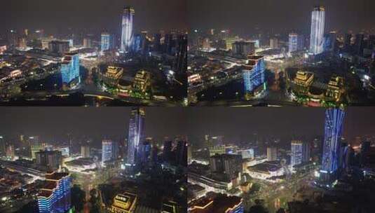 航拍南宁城市夜景高清在线视频素材下载
