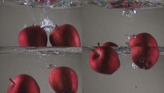 水中的红苹果高清在线视频素材下载