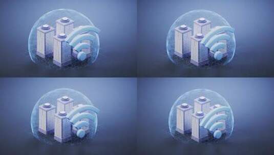 房屋高楼与网络3D渲染高清在线视频素材下载