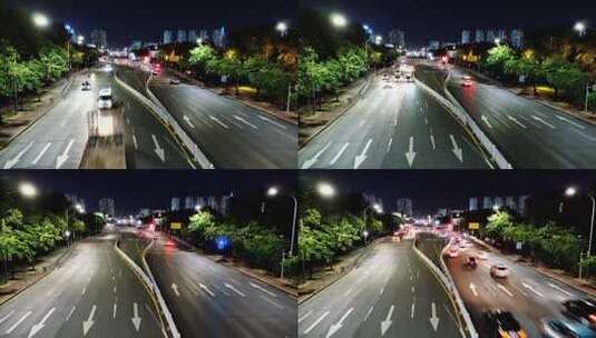 深圳夜里主干道来往车流延时高清在线视频素材下载