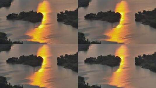4K唯美湖面日落航拍高清在线视频素材下载