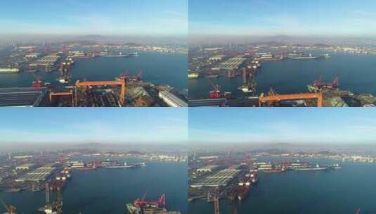 青岛大造船基地航拍高清在线视频素材下载