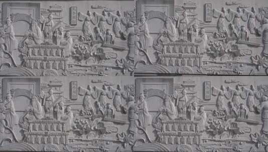 淄博齐鲁文化浮雕墙高清在线视频素材下载