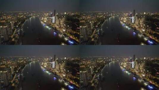 航拍上海·黄浦江夜景·空镜头4K高清在线视频素材下载