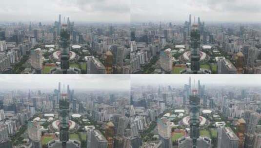 广州中轴线中信大厦航拍高清在线视频素材下载