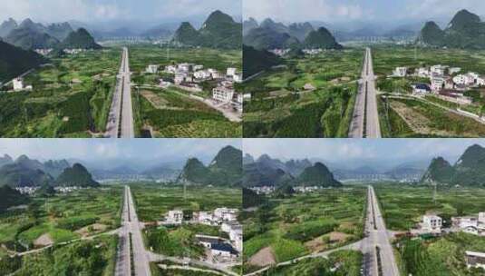 桂林山水漓江风光城市建筑喀斯特地貌航拍高清在线视频素材下载