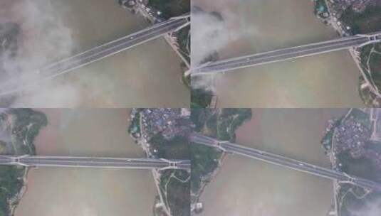 福州长门特大桥航拍俯视拉升右环绕高清在线视频素材下载