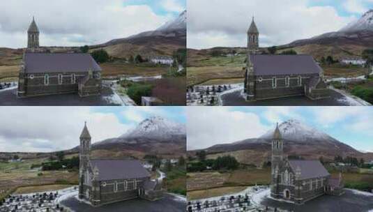 爱尔兰多尼戈尔郡靠近埃里加尔山的圣心邓勒威教堂高清在线视频素材下载