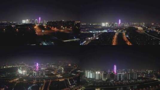 郑州CBD会展中心玉米楼航拍如意湖高清在线视频素材下载