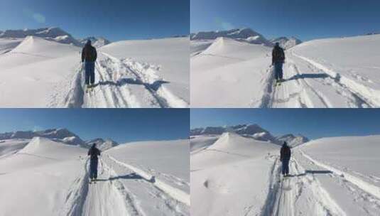奥地利福拉尔贝格莱赫阿尔贝格阿尔卑斯山的粉末滑雪高清在线视频素材下载