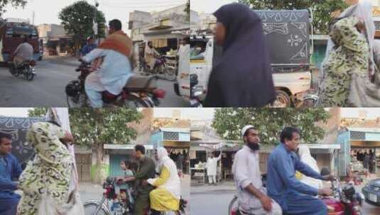 巴基斯坦马路摩托车地拍高清在线视频素材下载
