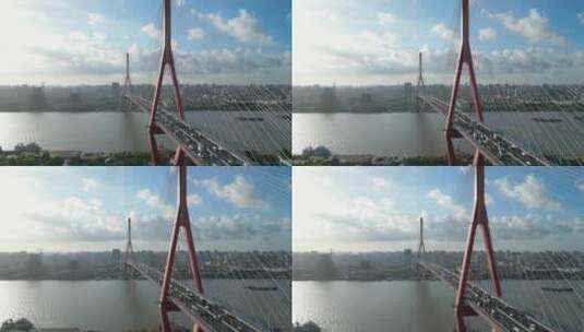上海杨浦大桥风景航拍【4K60】高清在线视频素材下载