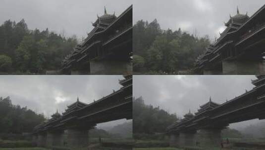 广西三江程阳桥延时摄影视频高清在线视频素材下载