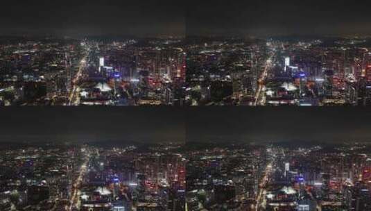 深圳南山区CBD高楼大厦夜景航拍高清在线视频素材下载