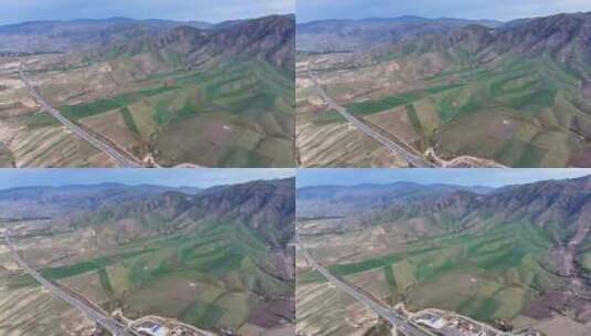 航拍新疆高伊高速吐尔根服务区1高清在线视频素材下载