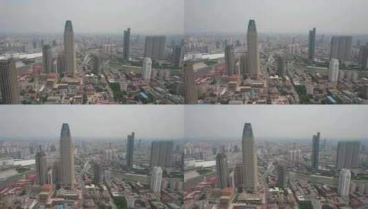 航拍天津城市风光高楼建筑高清在线视频素材下载