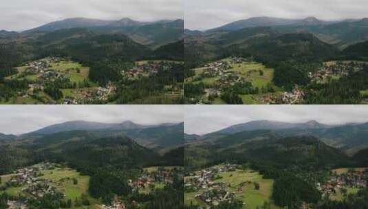 空中风景如画的山村高清在线视频素材下载