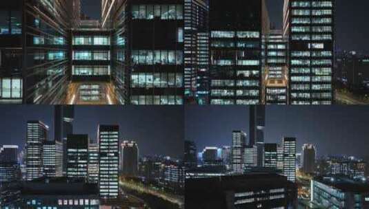 夜景商务楼穿梭-抖音集团大楼高清在线视频素材下载