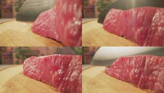 牛肉 猪肉 生肉 切肉高清在线视频素材下载