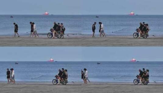 惠州双月湾沙滩航拍高清在线视频素材下载