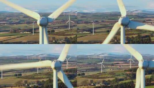 风力发电平原上的新能源大风车高清在线视频素材下载