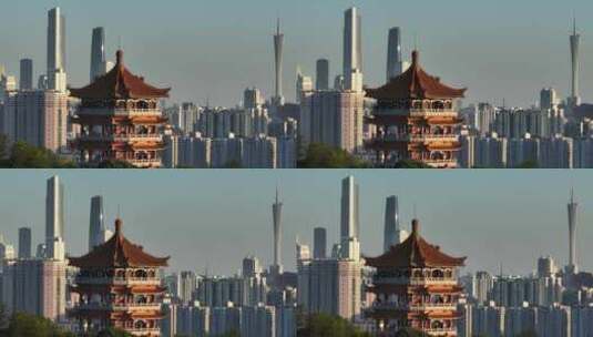 中国广东省广州市麓湖公园远眺城区高清在线视频素材下载