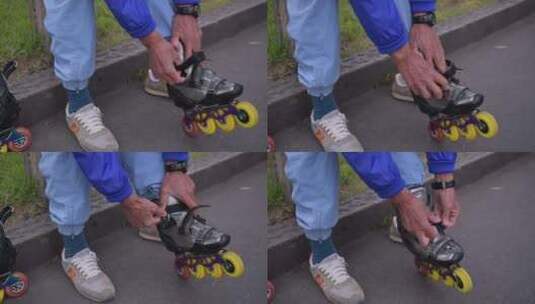 穿轮滑鞋高清在线视频素材下载