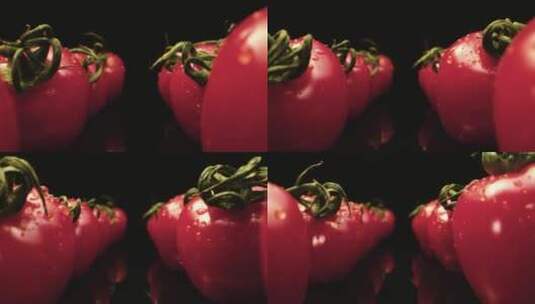 湿红色番茄超级宏观特写高清在线视频素材下载