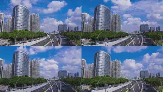 上海城市现代建筑车流4k延时高清在线视频素材下载